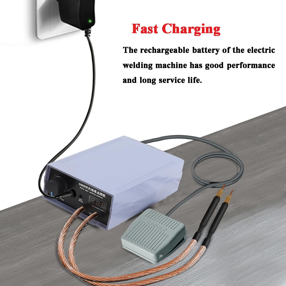 EODSAD Handheld Spot Welder 5000W, Foot Pedal Mini Battery Spot Welder 10 Gear Output Power Adjust 0-800A, High Power Portable Spot Welding Machine for 18650 Battery/ 0.1mm-0.2mm Nickel Sheet