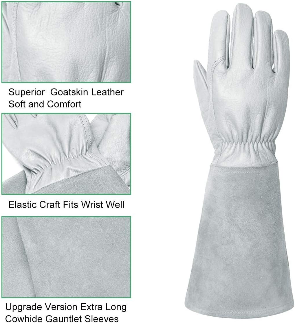Rose Pruning Gloves for Men and Women. Goatskin Leather Gardening Gloves