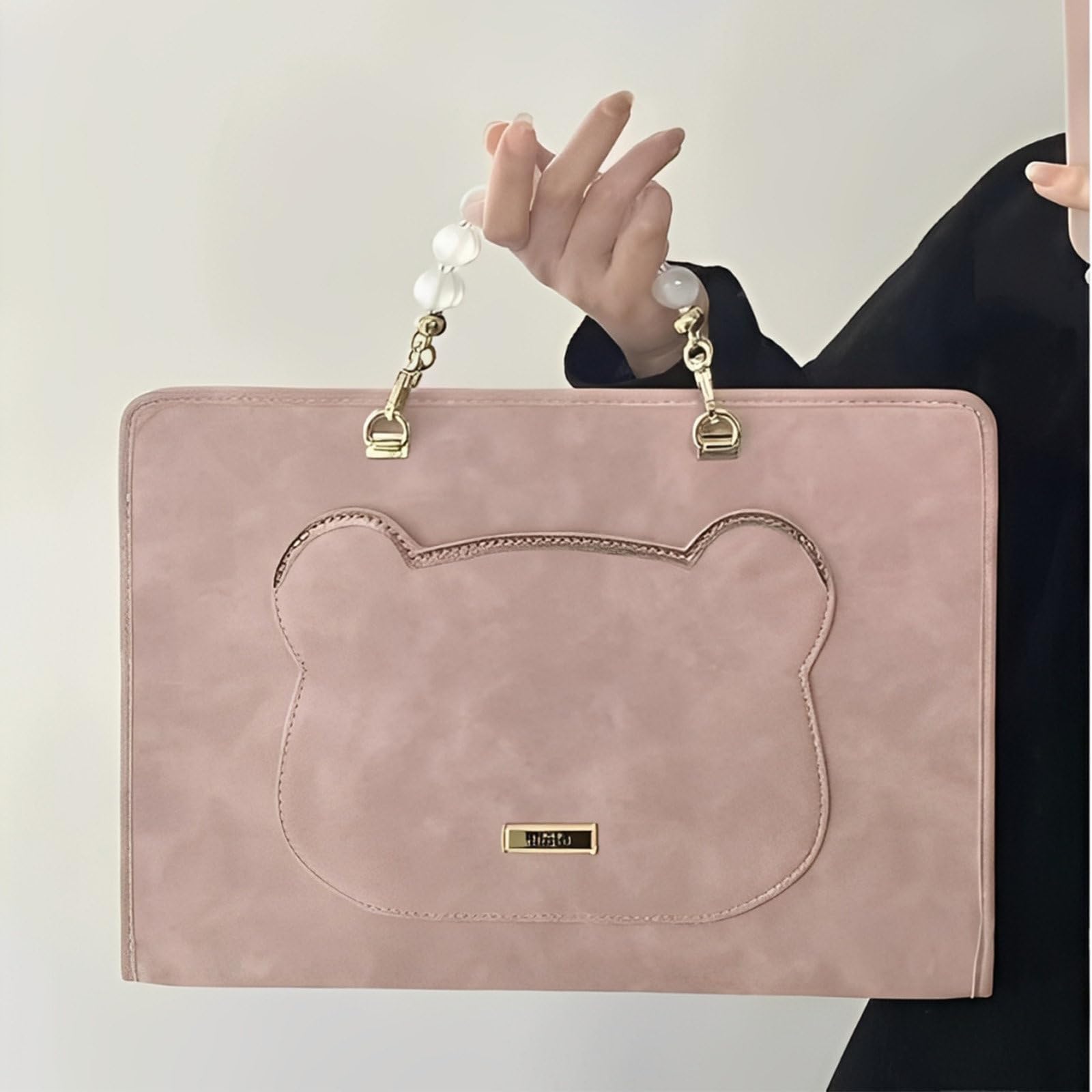 Custodia Protettiva Rosa per Computer Portatile, Custodie Laptop Borsa con Maniglia, Borsa Porta Pc Donna in Pelle PU Custodia da Trasporto, per Studenti e Professionisti