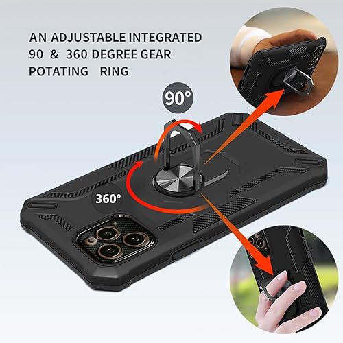 Miniatura 3 de Funda para iPhone 14 Pro Max de 6.7 pulgadas 2022, protección de grado militar, soporte de anillo giratorio de metal integrado, a prueba de golpes,