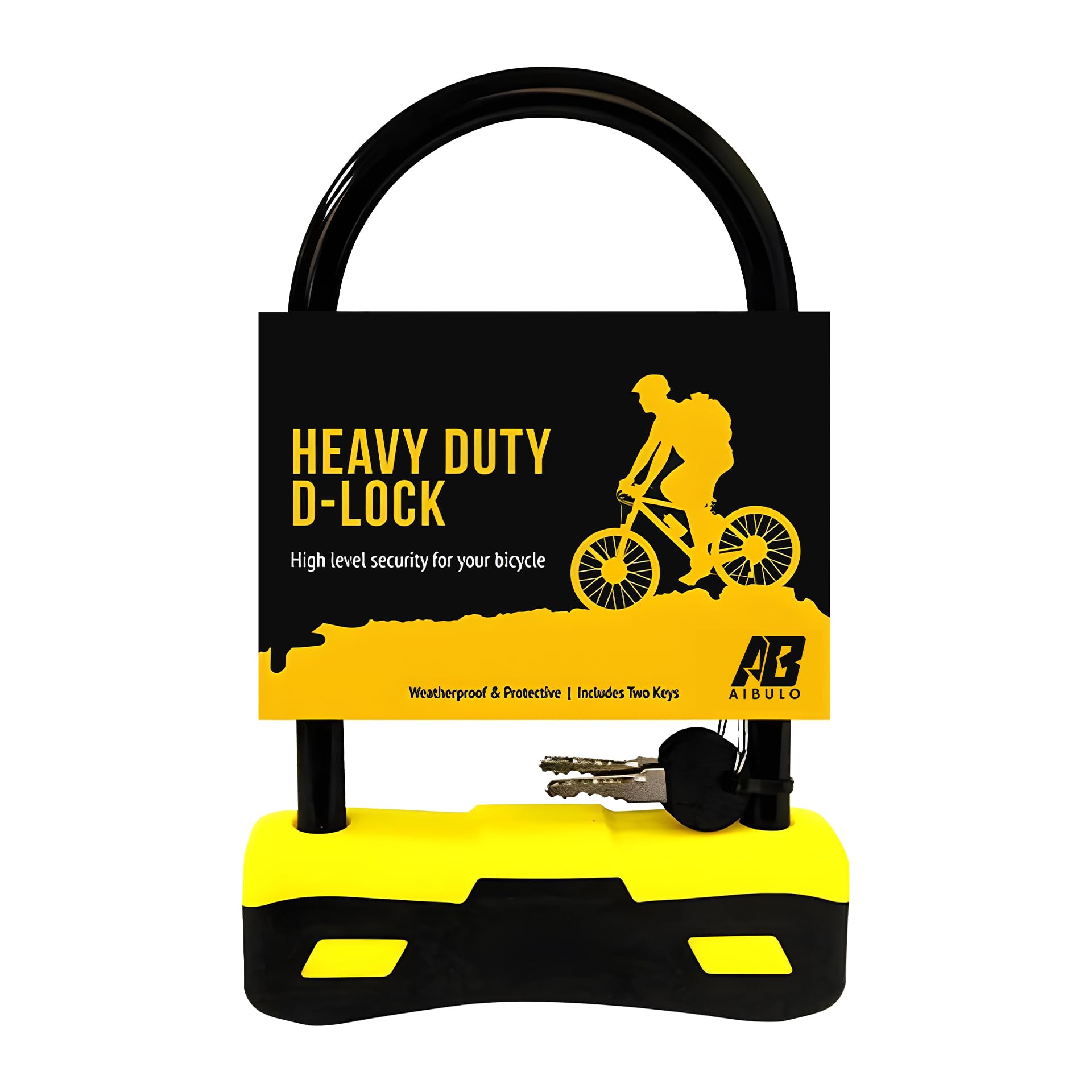 Aibulo D Lock U-Shaped Bike Lock – High Security, Anti-Theft, Waterproof Rustproof Bicycle Lock with 2 Keys – Perfect for E-Bike, MTB, Road Bikes, Scooters, and Shop Doors