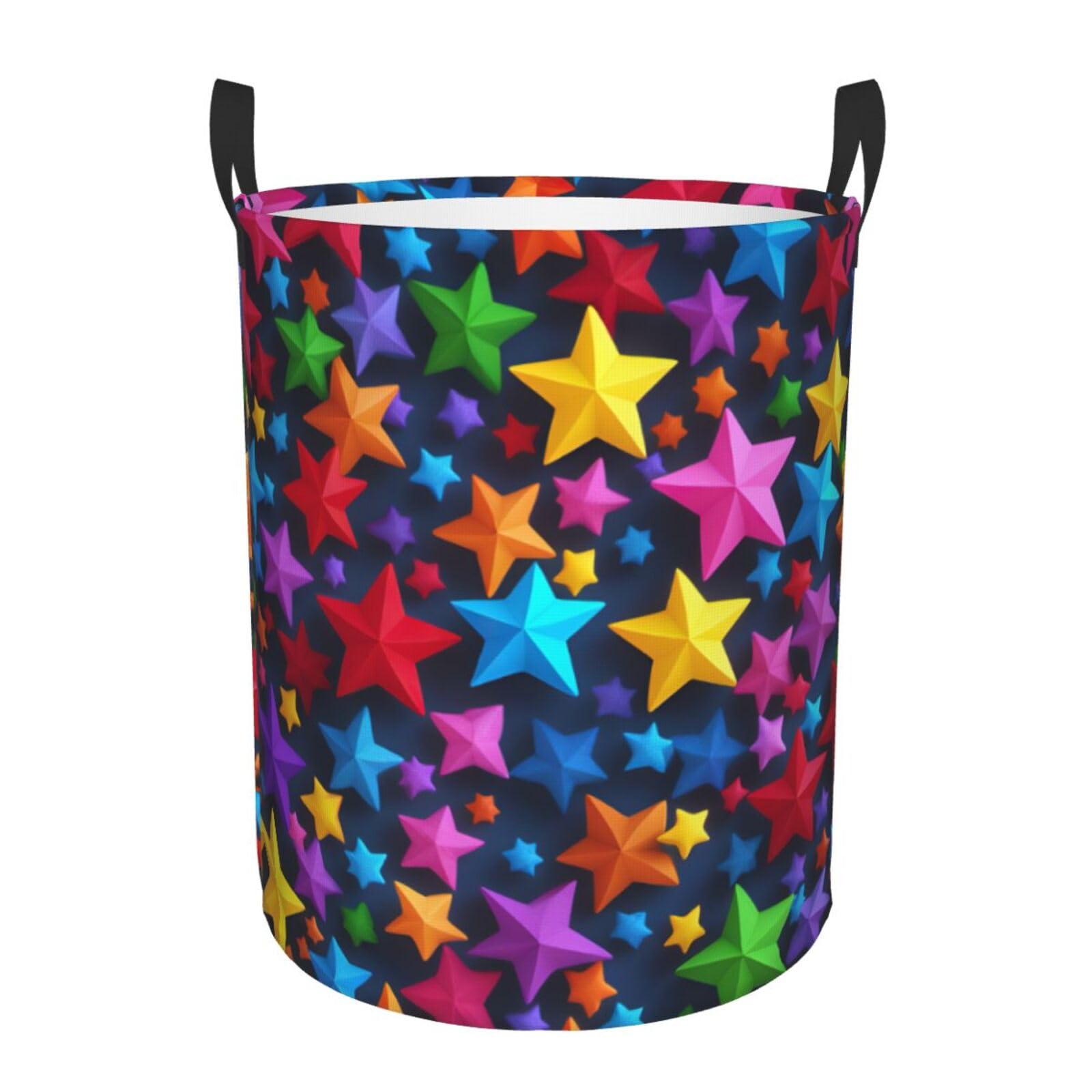 S Collapsible Laundry Hamper Round color stars Print Storage