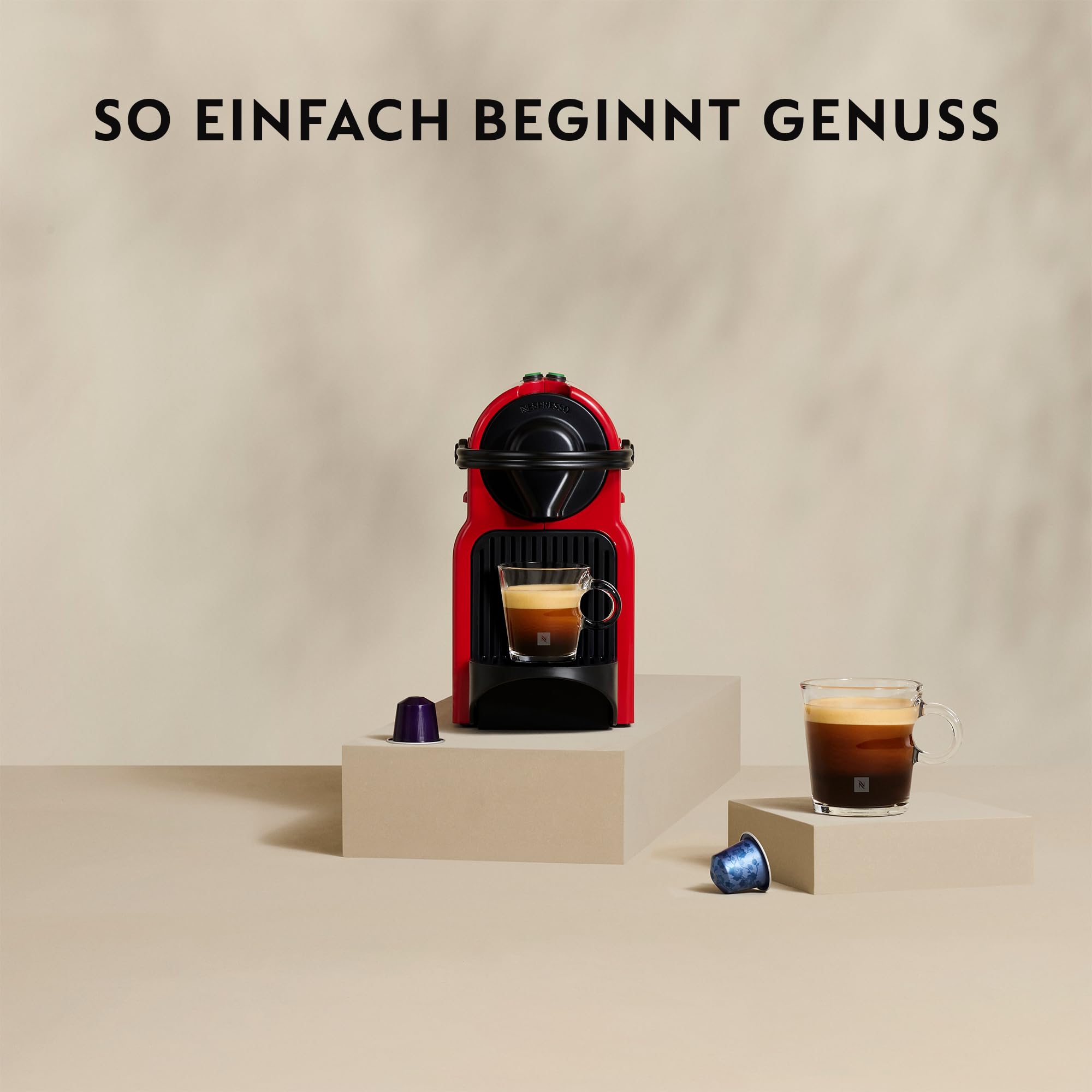 NESPRESSO KRUPS Inissia Rot Original Kapselmaschine, 19 Bar, 25 Sek. Aufheizzeit, 2 Tassengrößen, automatische Abschaltung