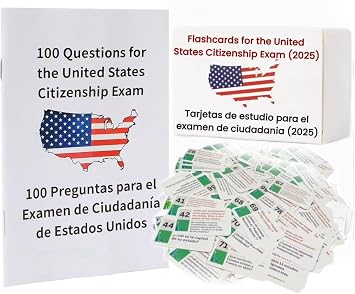 US Citizenship Test Flash Cards 2025, 100 USCIS Civics Questions and Answers, Naturalization Exam Study Guide,US Civics Test Flash Cards Combo Set,English/Spanish 1