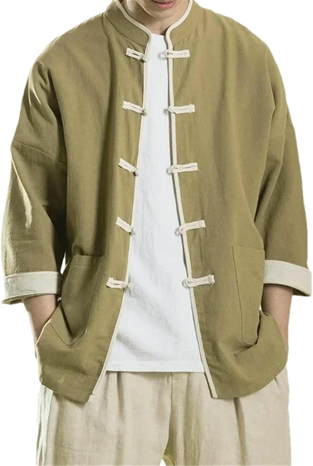 Chinese Traditional Dress Spring Summer Cotton and Linen Shirt Men Casual Thin Tops Tang Suit Vintage Coat