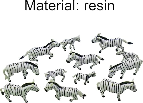 Miniatura 2 de Pinenjoy 12 figuras miniatura de cebra, figuras de animales de la selva de safari, adornos de plástico para tartas para bricolaje, jardín de hadas,