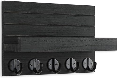 Miniatura 2 de Lwenki Soporte decorativo para llaves de pared, soporte decorativo para llaves y correo con estante tiene ganchos grandes para llaves para bolsas,