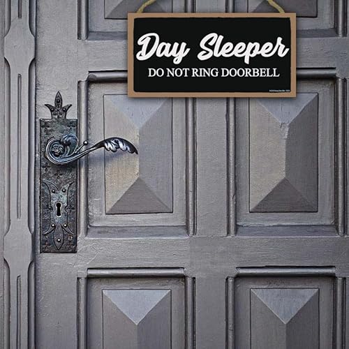 Miniatura 7 de Honey Dew Gifts Day Sleeper Do Not Ring Doorbell - Letreros colgantes de puerta de 5 x 10 pulgadas, arte de pared, letrero decorativo de madera para