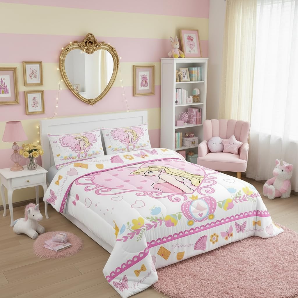 Parure de lit princesse anti-plis grand lit pour literie d'adolescents