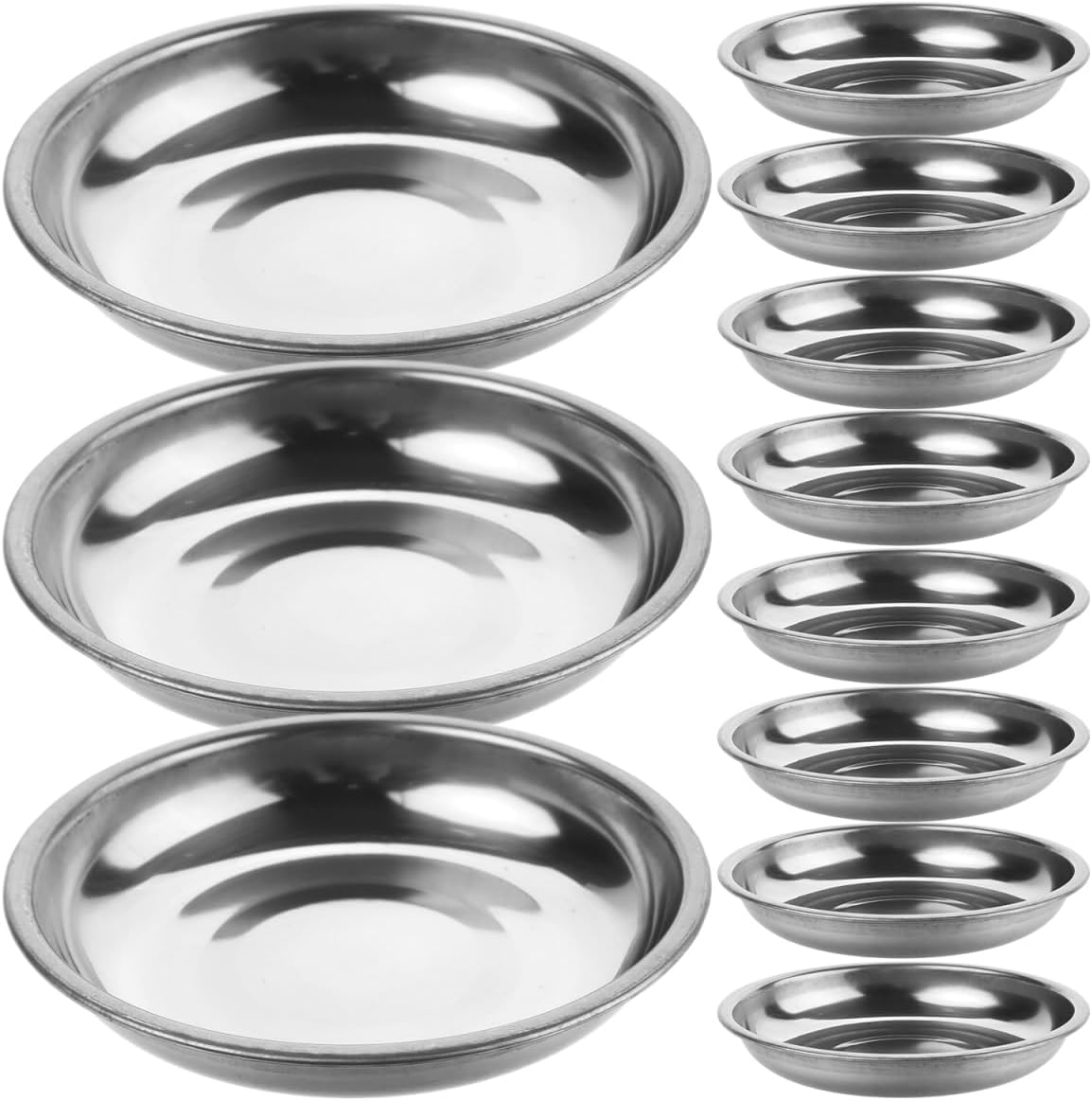 Hemobllo Stainless Steel Round Plates,10pcs Dinner Plate Dish