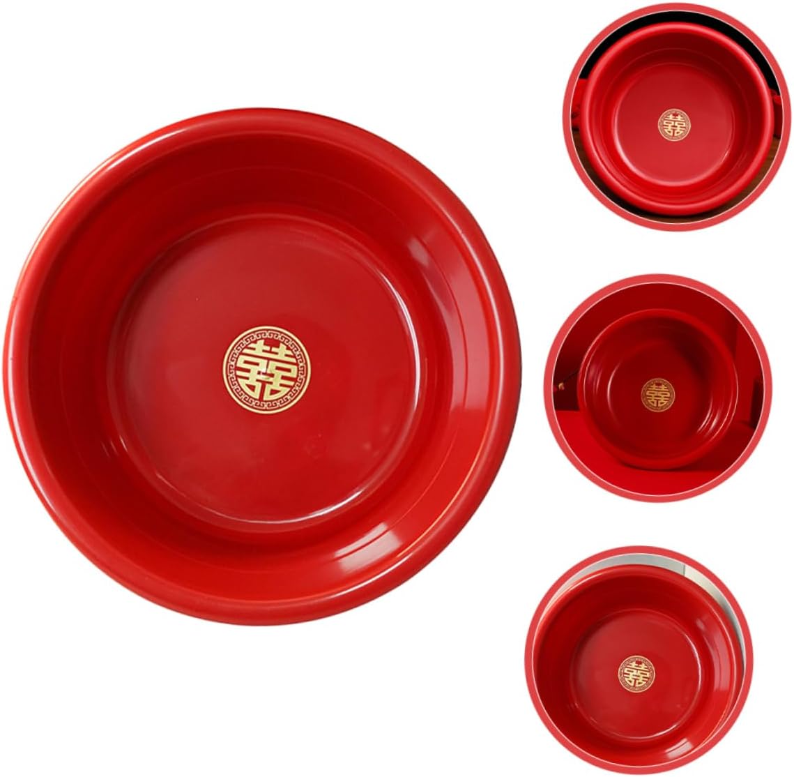 Lurrose Portable Plastic Washbasin Red Face Wash Bowl for Bathroom Kitchen Use Thickened Design Easy to Clean Multi-purpose Storage for Dishes Personal Care
