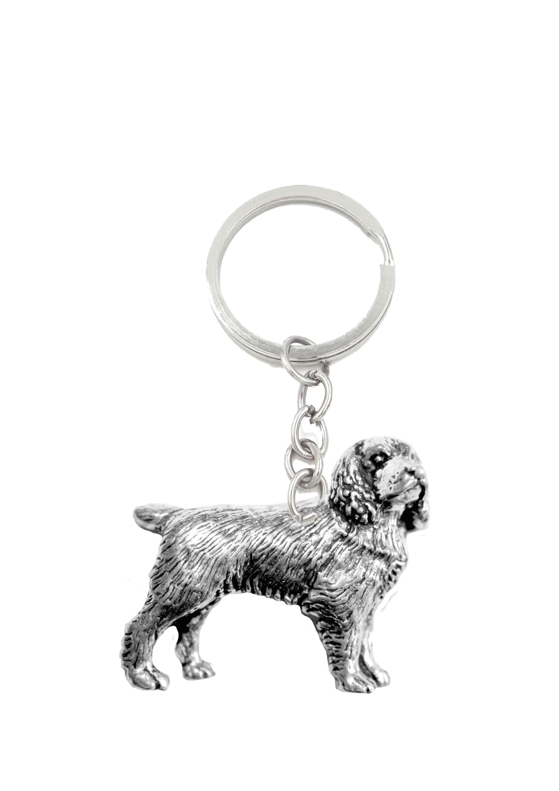 D5 Spaniel made of fine English Pewter on a split ring key-ring Handmade with prideindetails gift packed handmade in sheffield