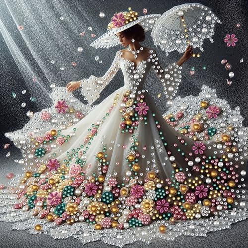 Morudeor Elegant Lady Special Shape Diamond Art Kits for Adult Beginners, 5D DIY Women Dress Diamond Painting Kits, Crystal Rhinestones Diamond Dot Art Kits for Home Decor 12 X 12 Inch