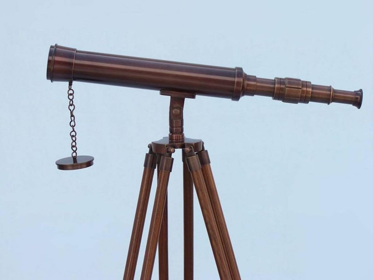 Hampton Nautical ST-0129-AC Floor Standing Antique Copper Harbor Master Telescope 50" - Nautical Decor - Nautical Home Decoration