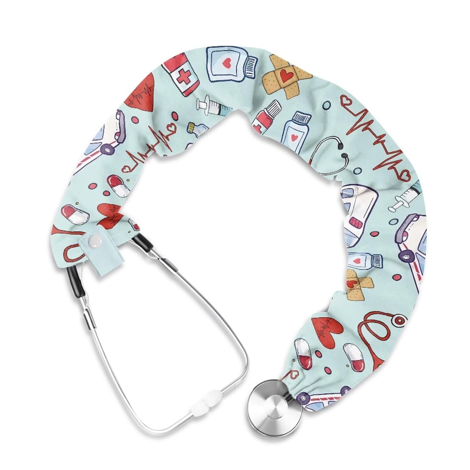 Classic Style Stethoscope Cover Scrunchie with Elastic Bottom Snaps 1 Piece Stethoscope Sleeve for Women Men Stethophone Neck Wrap for Nurse Doctor Gifts