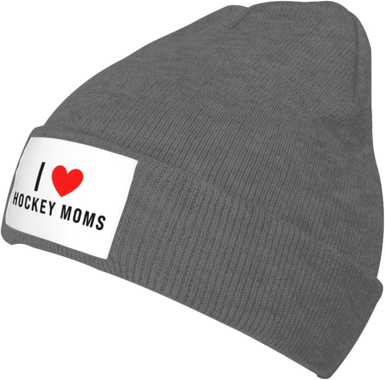 I Love Hockey Moms Funny Gift Black Unisex Beanie Hats Gadgets for Dad Father Men Husband Warm Knitted