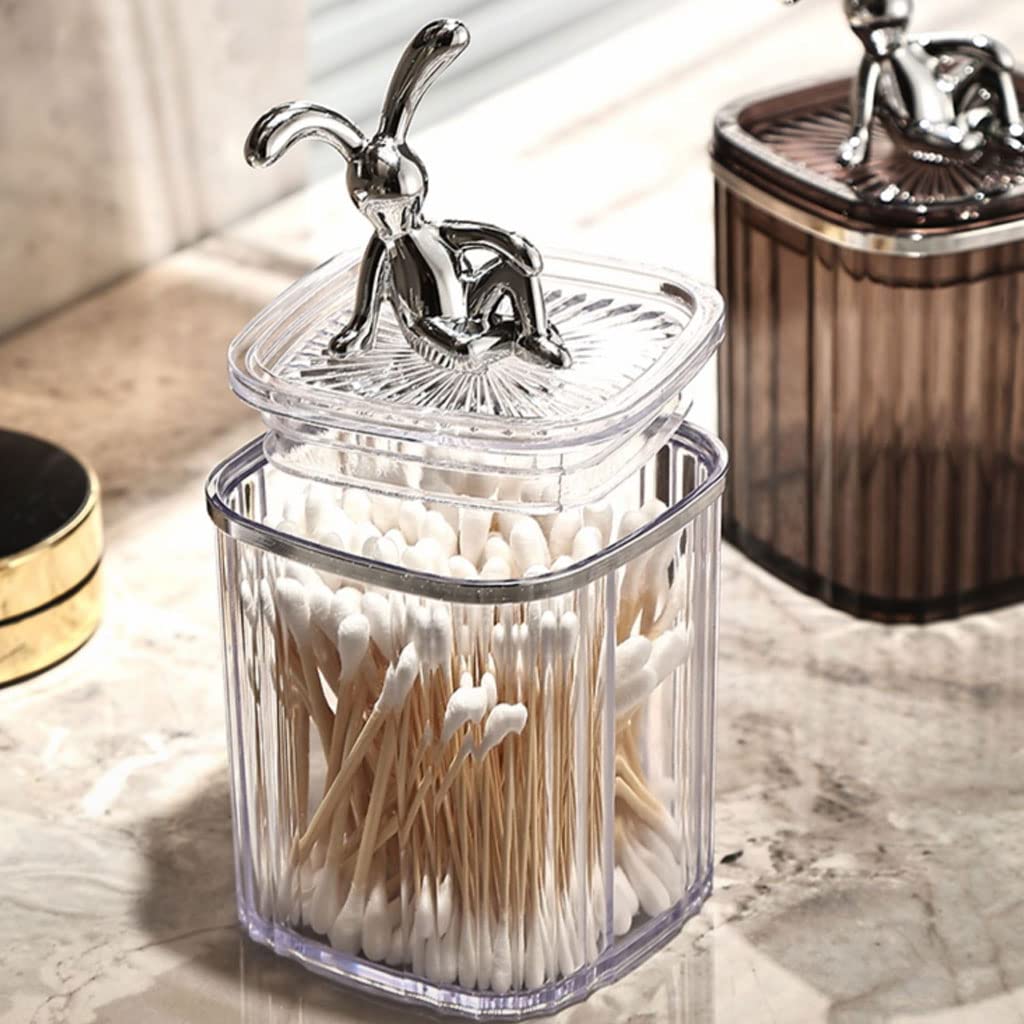 MRKU Dispenser per stuzzicadenti, Scatola Porta stuzzicadenti, Elegante, Creativo, da scrivania, in plastica con Coperchio, Organizer per Bastoncini di Cotone e Filo interdentale, casa Chic