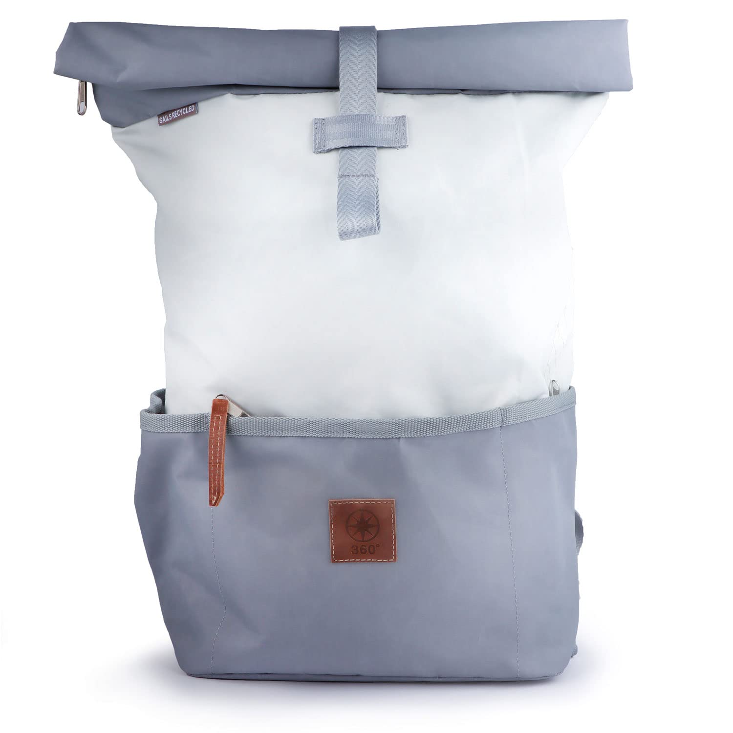 360° Grad Lotse Wickel-Rucksack Segeltuch weiß-grau
