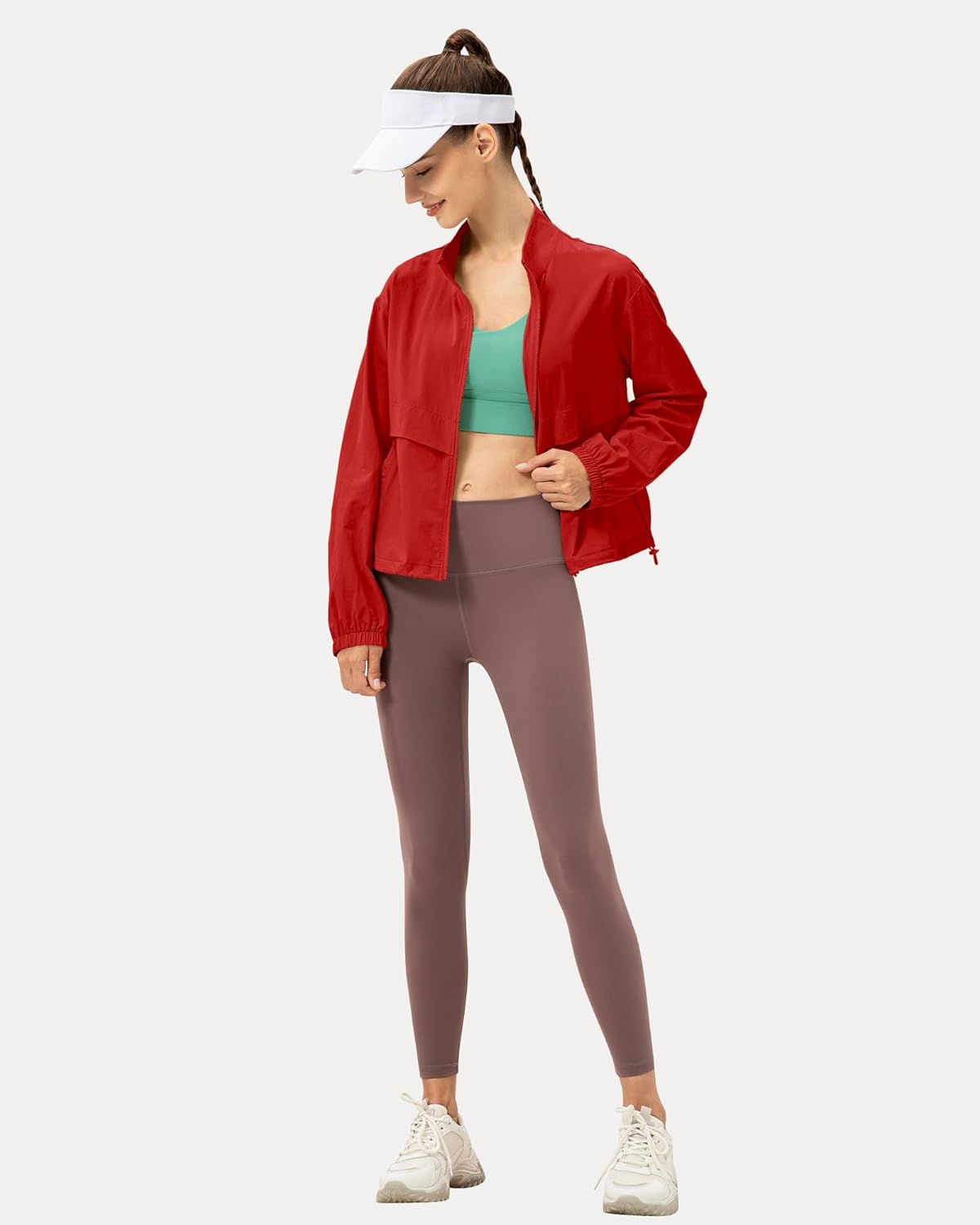 Locachy Women's Lightweight Zip Up Athletic Jacket Stand Collar Windproof Sun Protection Workout Outdoor Jacket