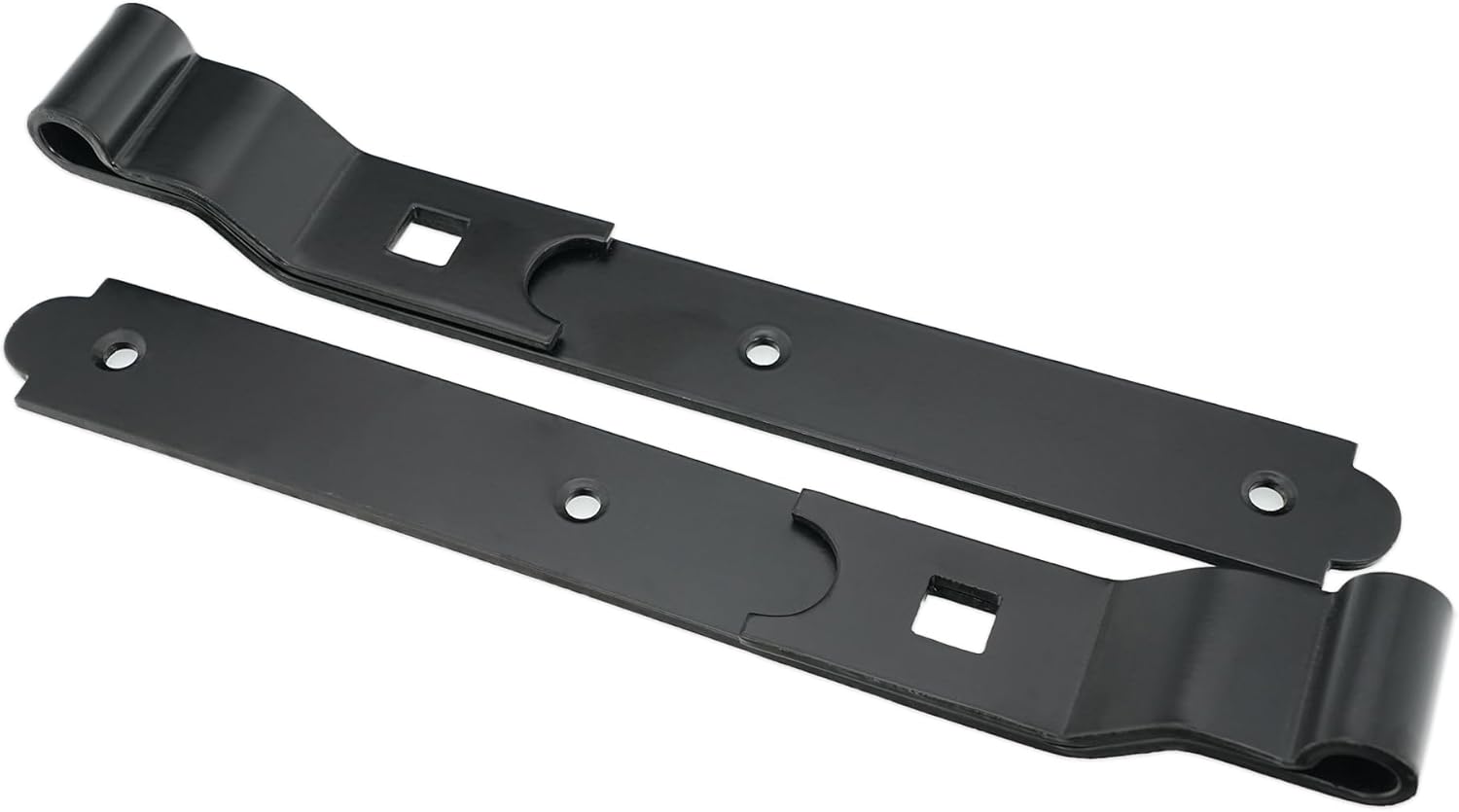 Heavy Duty Hinges for Door, Shed, Barn, Gate, Hook and Band Hinges, Cranked and Straight, Black, 2" x 12"