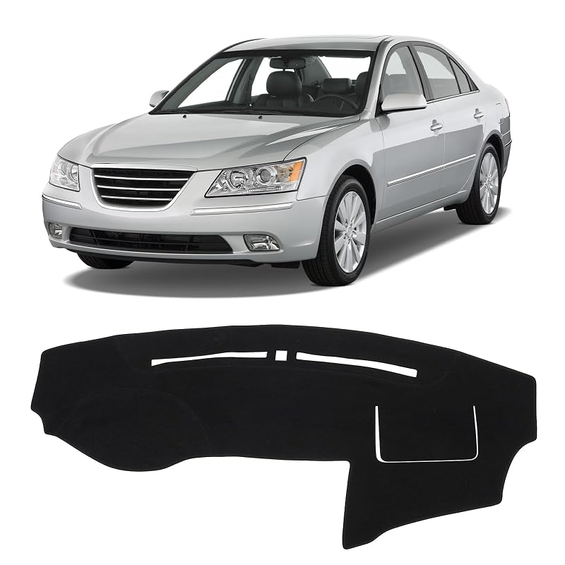 Capa para Painel KUST para Hyundai Sonata 2009–2010, Tapete de Poliéster com Base Antiderrapante, Proteção para Console e Para-brisa, Preta