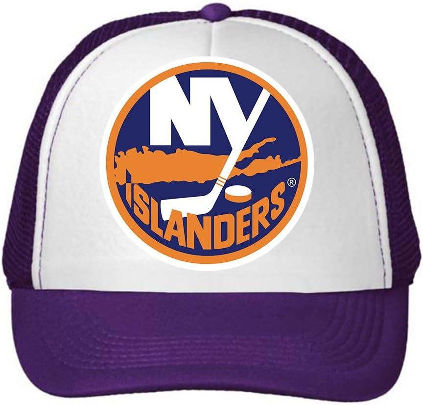 NY Islanders Logo Trucker Hat Mesh Back Snapback Strap Baseball Purple Cap