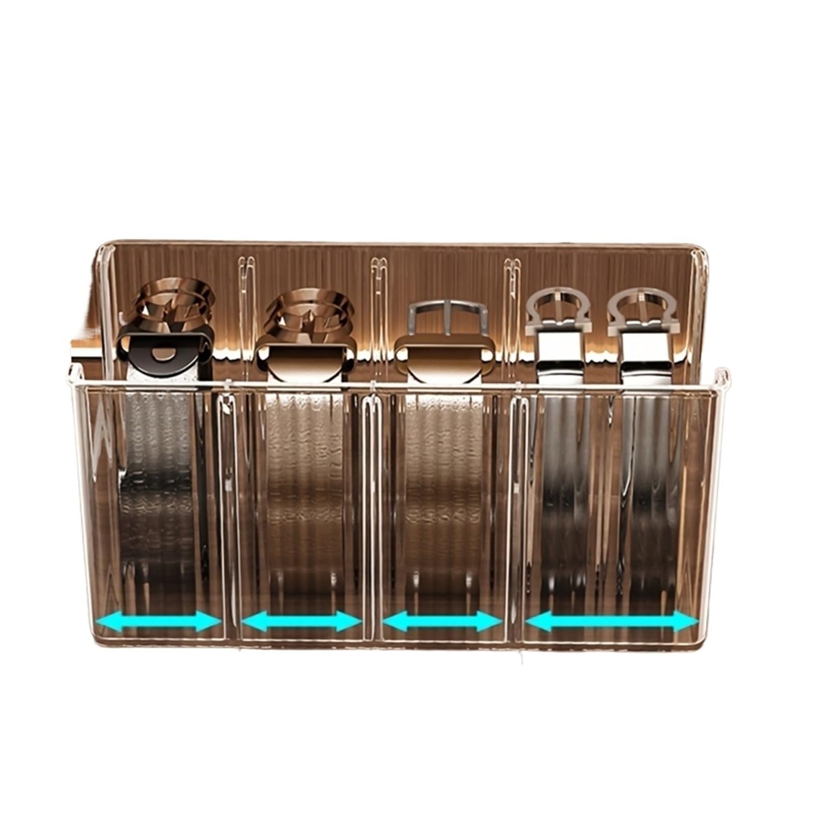 BAYNOPURIN Hair Tie Organizer Box Transparent Belt Organizer With Detachable Compartments Wardrobe Storage Box For Belts Scarves And Ties(1pc)