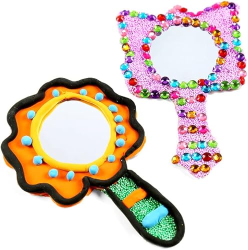 Miniatura 5 de 20 piezas de mini espejo de madera para manualidades, espejo de mano sin terminar para niños, pequeños espejos de princesa, juguetes para niños,