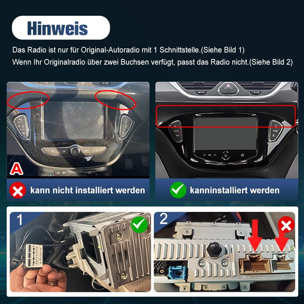 Junsun Android Autoradio für Opel Corsa E (2015-2019), Opel Adam (2013-2016) 2GB+64GB CarPlay, Android Auto, FM Radio, Bluetooth, WLAN, Navigtion, Lenkradsteuerung