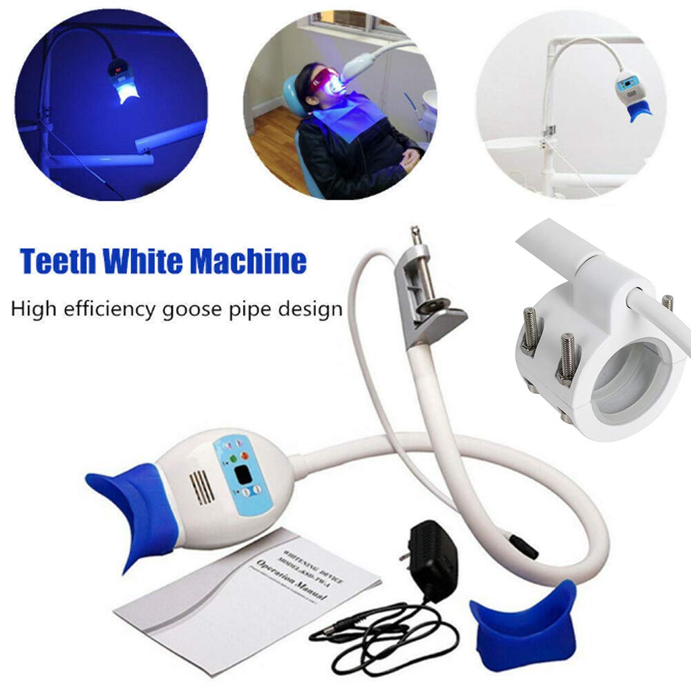 Luz de blanqueamiento dental, blanqueador de dientes 8 LED lámpara de luz fría blanqueamiento móvil acelerador de luz LED cuidado bucal (Fijo en el escritorio)