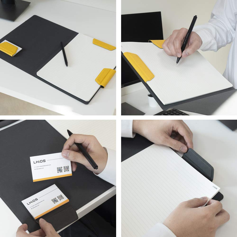 LHiDS Portfolio Magnetico Business, Riprendi Organizer, Cartella A4 Con Appunti, Fermacarte, Blocco Note, Portapenne/Carta, Chiusura Magnetica Per Colloqui, Viaggi, Scuola, Nero Ossidiana