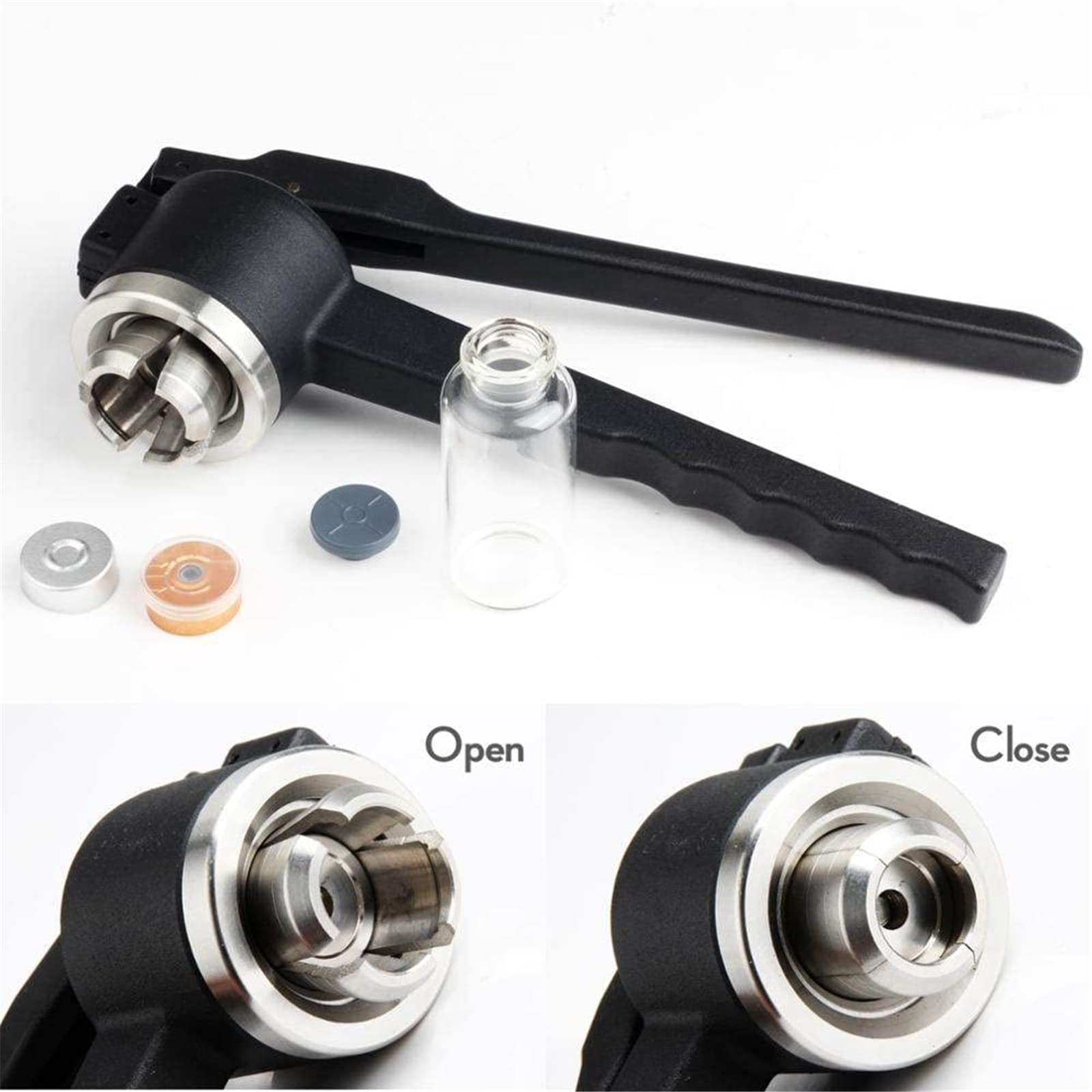 13 mm/20 mm Flip-Off-Fläschchen-Bördelzange, manuelle Fläschchen-Bördelzange, Flaschenverschluss-Bördelwerkzeug für Aluminium-Kunststoff/Vollaluminium, medizinische Verschlussmaschine, 20–30 Flasche