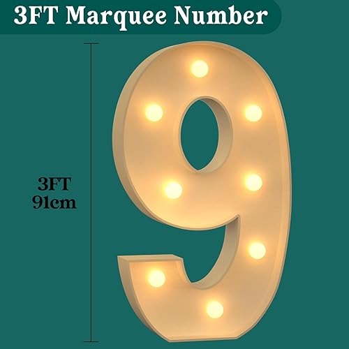 Miniatura 257 de Números iluminados grandes de 4 pies, números de marquesina 2 para decoraciones de cumpleaños de 21 para niños y niñas, números gigantes iluminados