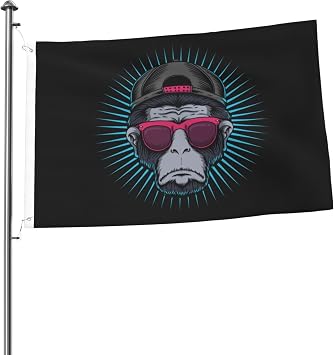 Monkey Head With Glasses Flag 2x3 Ft Double Sided Flag Durable Outdoor Flags Patio Banners Indoor Decorative Flags Home Party Welcome Flag 2by3