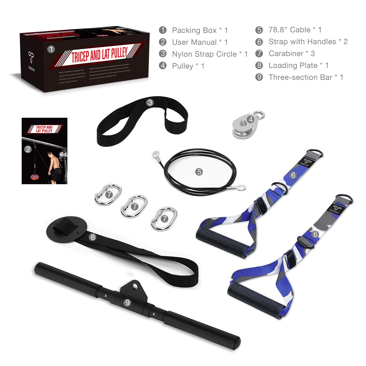 Amazon | Pulley System Gym バー付きジム 10個 78.8インチ ケーブル
