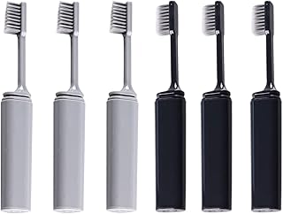 6Pcs Portable Travel Toothbrush Kit, Folding Toothbrush Travel Soft Bamboo Charcoal Bristle Toothbrush Small Mini Toothbrush Camping Toothbrush Foldable Toothbrush for Travel School Home Adults Kids