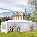 Party Tent 10x30 Outdoor Canopy Tents for Parties with 8 Removable Sidewalls Heavy Duty White Wedding Events Tent Patio Gazebo Shelter Perfect for Cater Birthday Graduation Pavilion Beach BBQ