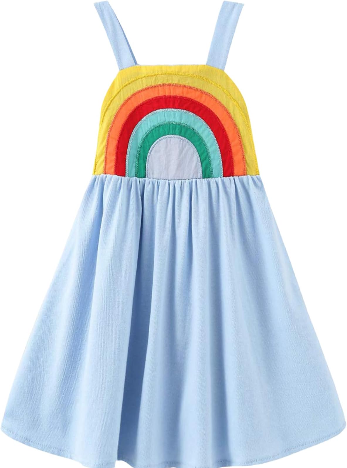 Toddler Girls Fifties Summer Dress Blue Rainbow 2-7Y