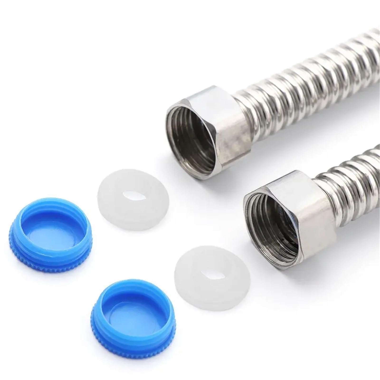 Manguera de ducha flexible de acero inoxidable, 2 unidades, tubo corrugado de metal corrugado de 50 cm, conector de fontanería extensible para calentador de agua, accesorios de ducha para el hogar
