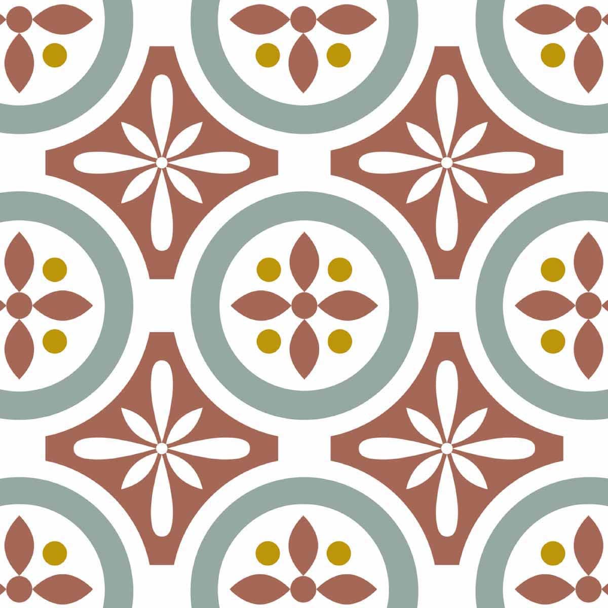 Draeger Paris – Adhesive Wall Tiles – Ideal for Kitchen and Bathroom – Set of 6 Adhesive Tiles, Red Floral Design 15 x 15 cm