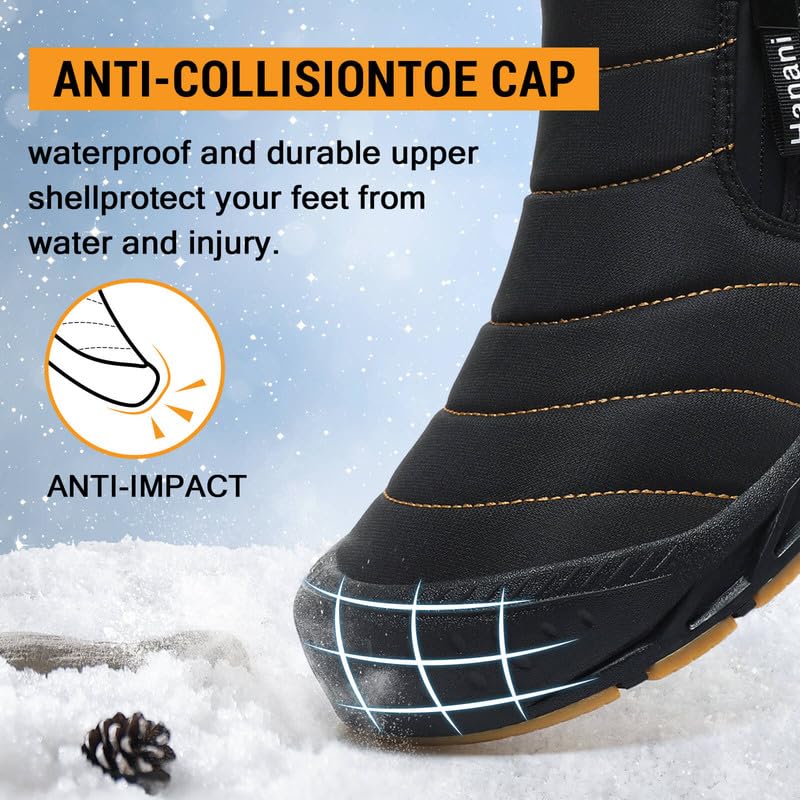 ziitop Winterschuhe Herren Warm Gefüttert Schneestiefel Reißverschluss Kurzschaft Stiefel Flach Winter Outdoor Boots Bequem Rutschfeste Winterstiefel