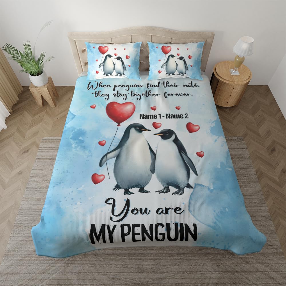 Camelliaa Shop Personalized Gift for Couple Bedding Set, Gift for Couple Bedding Set, Valentine's Day Gift for Couple (Style 2)