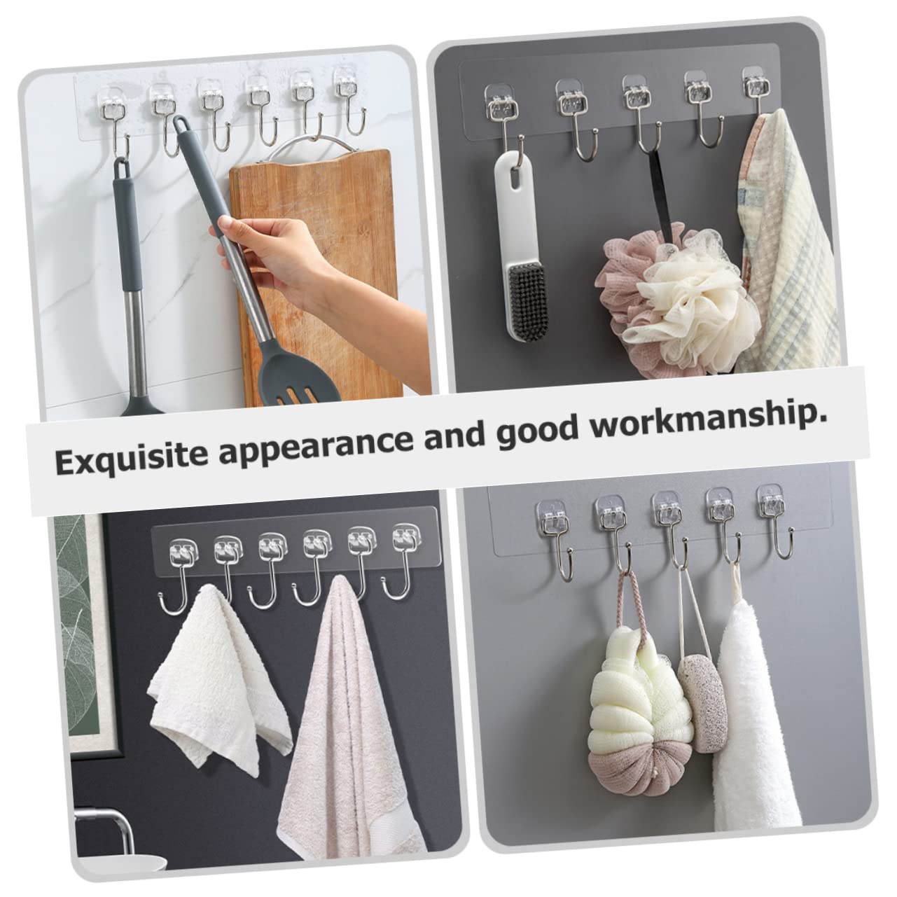 VASDEV 4 Ganchos de Pasta Fuerte para Montar en la Pared, Perchas para Ropa, Perchas Resistentes, Gancho de Pared Adhesivo, Gancho para Llaves, Colgador de Pared para Ahorrar Espacio, GAN