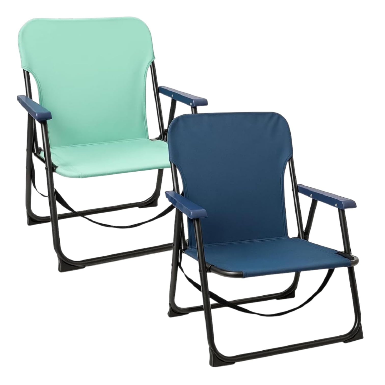 TIENDA EURASIA - Silla Playa Plegable | Pack 2 Sillas Playa | Ligera y Resistente | con Asa de Transporte | Color Azul y Turquesa | Medidas 54x54x25/63 cm | Peso Máximo 110 Kg