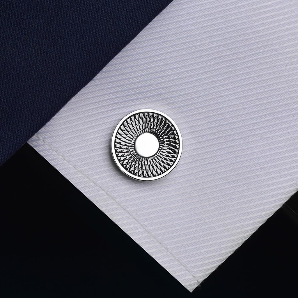 Camisa Francesa de Boda para Hombre, Gemelos Redondos con Flores, para Vestir en la Manga, Estilo Formal y de Negocios.