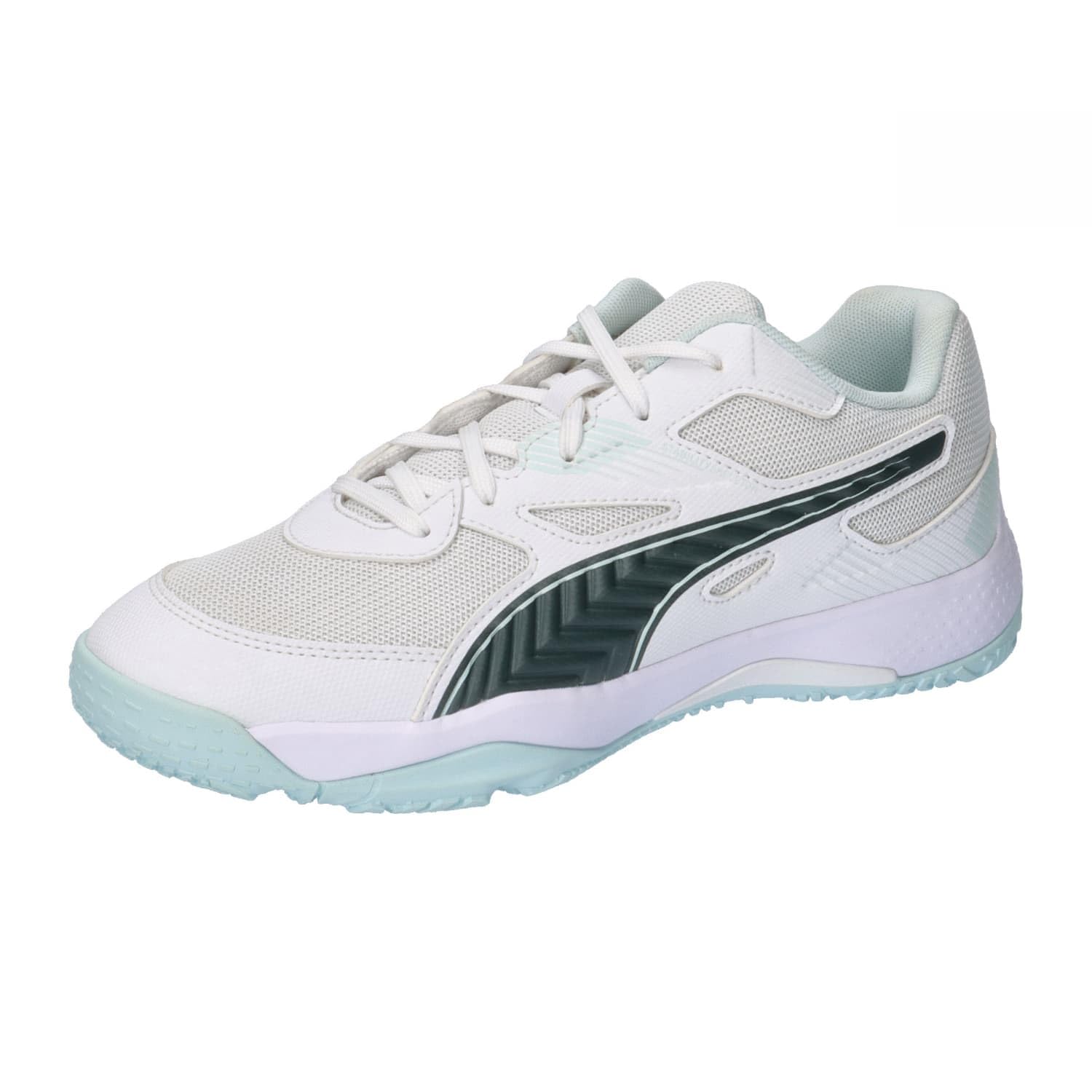 Puma Unisex Youth Solarflash Jr Ii Indoor Court Shoes, Puma White-Nitro Blue-Shadow Gray, 11 UK