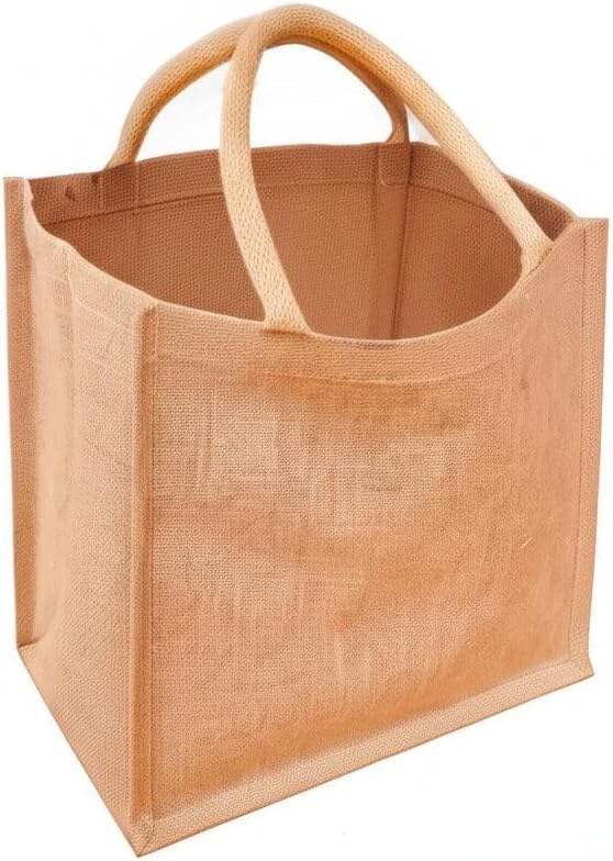 JMS Bridge Jute Hessian Shopping Bag with Natural Colour Cotton Corded Handles.
