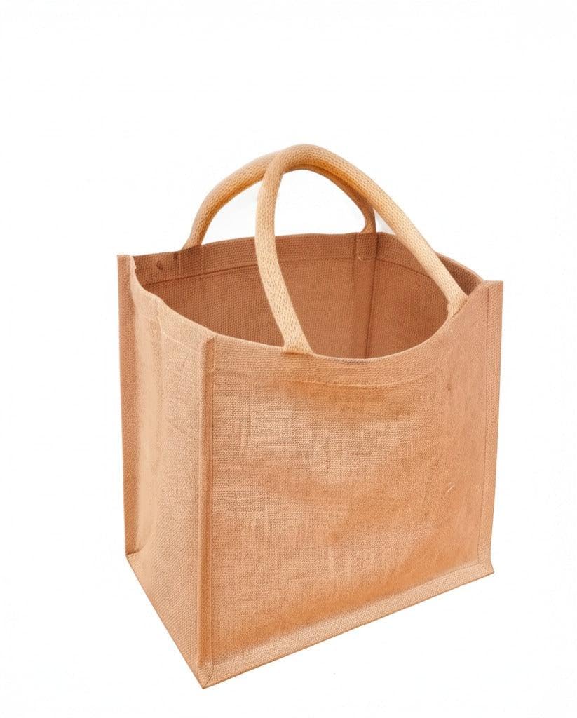 JMS Bridge Jute Hessian Shopping Bag with Natural Colour Cotton Corded Handles.