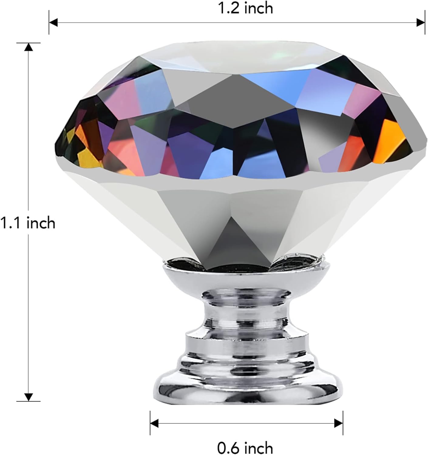 Ravinte 5 Pack Colorful Crystal Knobs for Dresser Drawers Glass Cabinet Knobs Diamond Shaped Drawer Knobs - 30 mm Knobs with Black Base