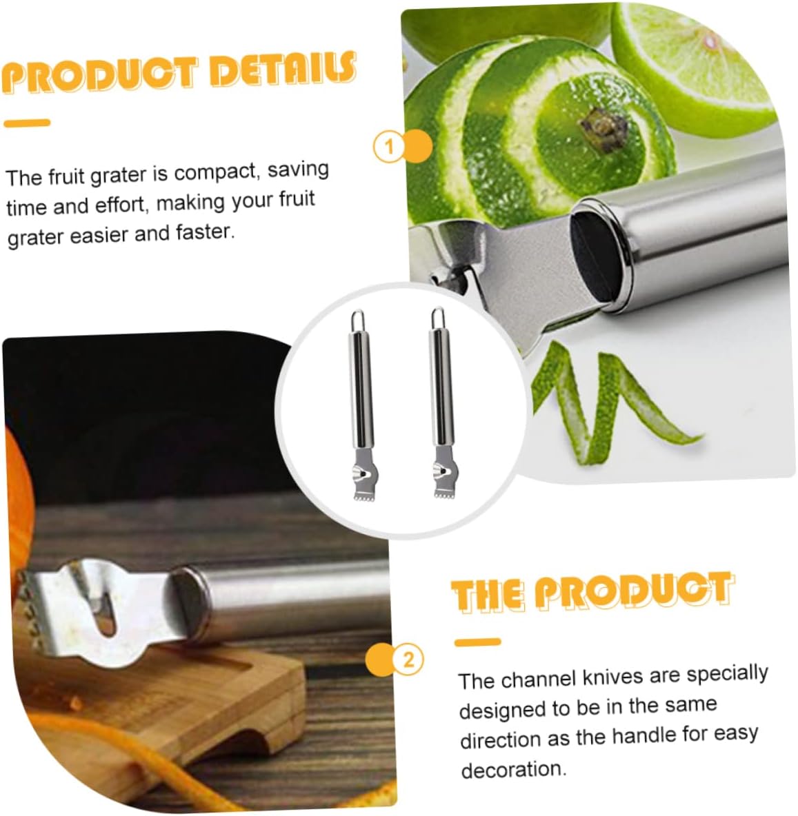 2pcs Stainless Steel Citrus Zester with Hanging Holes
